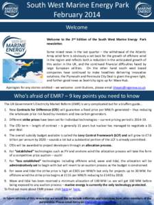 South West Marine Energy Park Newsletter