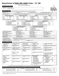 Department of DOC-IPI[removed]Facts – FY ’08 http://www.doc.state.ia.us/ General Information Address: