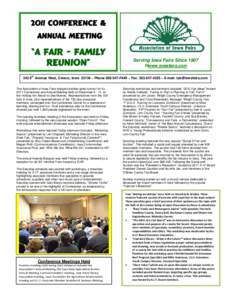 2011 CONFERENCE & ANNUAL MEETING “A FAIR - FAMILY REUNION”