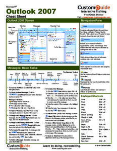 Microsoft®  Outlook 2007 Free Cheat Sheets! Visit: cheatsheets.customguide.com