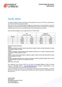 [Viaduc de Millau] Tarifs 2014