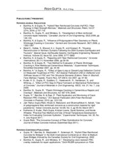 RISHI GUPTA  Ph.D., P.Eng. PUBLICATIONS (*PRESENTER) REFEREED JOURNAL PUBLICATIONS