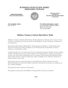 Middlesex Vicinage to Celebrate Black History Month