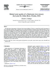 Estuarine, Coastal and Shelf Science[removed]–72 www.elsevier.com/locate/ECSS Optical water quality of a blackwater river estuary: the Lower St. Johns River, Florida, USA Charles L. Gallegos