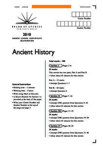 2010 HSC Exam Paper - Ancient History