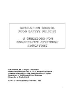 DEVELOPING SCHOOL FOOD SAFETY POLICIES A GUIDEBOOK FOR COOPERATIVE EXTENSION EDUCATORS