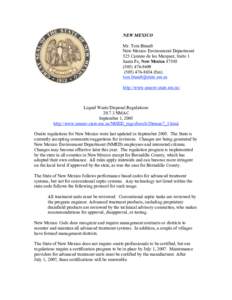 NEW MEXICO Mr. Tom Brandt New Mexico Environment Department 525 Camino de los Marquez, Suite 1 Santa Fe, New Mexico[removed]8609