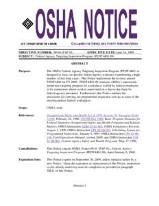 Occupational Safety and Health Administration / Safety engineering / United States Department of Labor / Industrial hygiene / Occupational safety and health / Safety / 91st United States Congress / Occupational Safety and Health Act