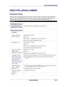 Construction Criteria for Judicial Chamber Space Type from the GSA Unit Cost Study