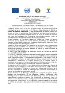 PROGRAMME QUALITE DE L’AFRIQUE DE L’OUEST Appui à la compétitivité et à l’harmonisation des mesures OTC et SPS Financé par l’Union Européenne Composante CEDEAO (non UEMOA)/Mauritanie (Composante 2)