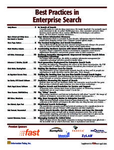 Best Practices in Enterprise Search Andy Moore. . . . . . . . . . . . . . . . . 2 In Search of Search