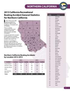 NORTHERN CALIFORNIA 2013 California Recreational Boating Accident General Statistics for Northern California  I