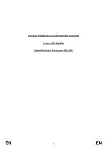 European Neighbourhood and Partnership Instrument - Syria National Indicative Programme[removed]