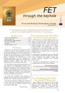 FET  through the keyhole Future and Emerging Technologies in Europe January 2010