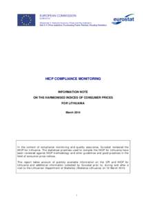 EUROPEAN COMMISSION EUROSTAT Directorate C: National Accounts, Prices and Key Indicators Unit C-4: Price statistics; Purchasing Power Parities; Housing Statistics  HICP COMPLIANCE MONITORING