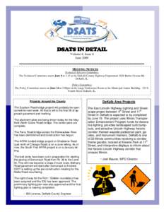 DSATS IN DETAIL Volume 4, Issue 6 June 2009 MEETING NOTICES Technical Advisory Committee: