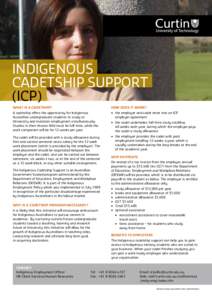 INDIGENOUS CADETSHIP SUPPORT (ICP) WHAT IS A CADETSHIP?  HOW DOES IT WORK?