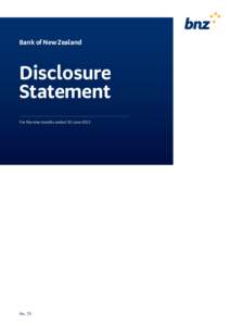 Bank of New Zealand  Disclosure Statement For the nine months ended 30 June 2013