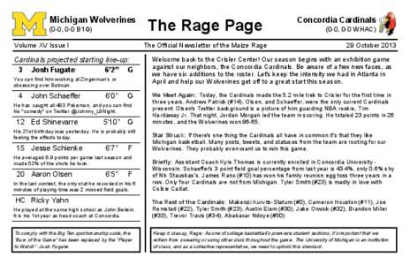 Michigan Wolverines (0-0, 0-0 B1G) Volume XV Issue I