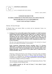 EUROPEAN COMMISSION HEALTH & CONSUMERS DIRECTORATE-GENERAL SANCO G – D[removed]SUMMARY RECORD OF THE