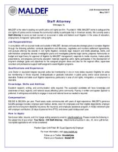 Job Announcement May 2017 Staff Attorney Chicago, IL