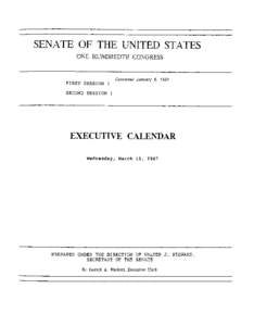 SENATE OF THE UNITED STATES ONE HUNDREDTH CONGRESS FIRST SESSION {  Convened January 6, 1987