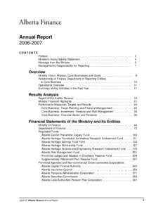 Alberta Finance - Annual Report[removed]Table of Contents (pdf)