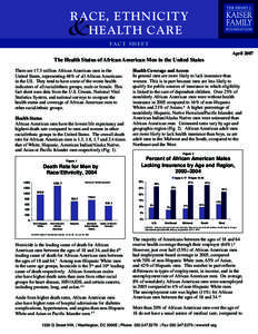 The Health Status of African American Men in the United States - Fact Sheet