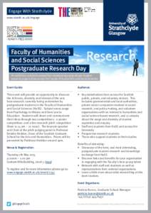 Engage With Strathclyde www.strath.ac.uk/engage Faculty of Humanities and Social Sciences Postgraduate Research Day