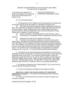 Adoption Notice of Emergency Rule – (F-9) – Sample