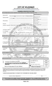 CITY OF WILDOMARCLINTON KEITH RD. SUITE 201 WILDOMAR, CA7751 BUSINESS REGISTRATION FORM The undersigned hereby requests a registration to conduct business in the City of Wildomar (Please Print or 