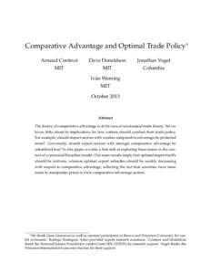 Comparative Advantage and Optimal Trade Policy∗ Arnaud Costinot Dave Donaldson  Jonathan Vogel