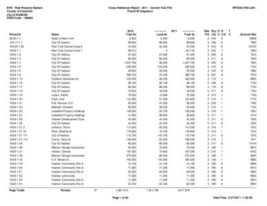 NYS - Real Property System County of Columbia City of HUDSON SWIS Code[removed]Cross Reference Report[removed]Current Year File