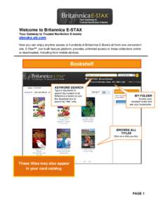 Welcome to Britannica E-STAX Your Gateway to Trusted Nonfiction E-books