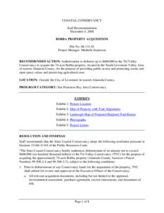 COASTAL CONSERVANCY Staff Recommendation December 4, 2008 BOBBA PROPERTY ACQUISITION File No[removed]Project Manager: Michelle Jesperson