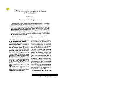 Un the Approaches to the Group Structure (Chino) A Critical Review on the Approaches to the Analysis of Group Structure Naohito Chino Department of Psychology, Aichigakain University Is this preliminary report, we shall 