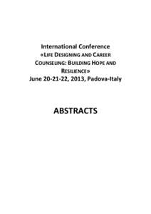 International Conference «LIFE DESIGNING AND CAREER COUNSELING: BUILDING HOPE AND