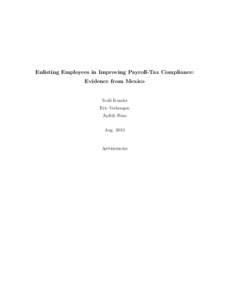 Enlisting Employees in Improving Payroll-Tax Compliance: Evidence from Mexico Todd Kumler Eric Verhoogen Judith Fr´ıas