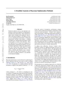 arXiv:1603.09441v1 [cs.LG] 31 MarA Stratified Analysis of Bayesian Optimization Methods Ian Dewancker Michael McCourt