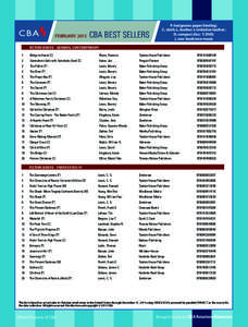 /  FEBRUARY 2015 CBA BEST SELLERS