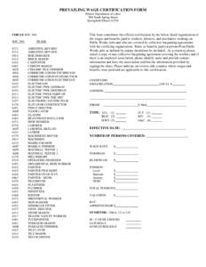 PREVAILING WAGE CERTIFICATION FORM Illinois Department of Labor 900 South Spring Street Springfield Illinois[removed]CIRCLE SOC. NO.