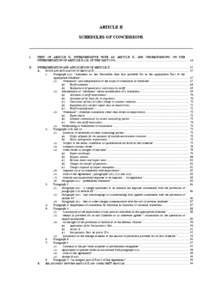 ARTICLE II SCHEDULES OF CONCESSIONS I.  TEXT OF ARTICLE II, INTERPRETATIVE NOTE AD ARTICLE II, AND UNDERSTANDING ON THE
