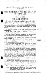 [Extract from Commonwealth of Australia Gazette, No. 44, dated 18th May, [removed]THE TERRITORY FOR THE SEAT OF GOVERNMENT. No. 4 of 1926.