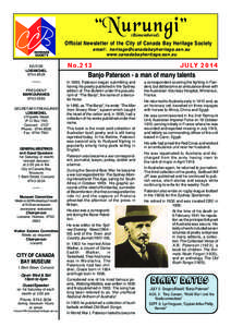 ÒNurungiÓ (Remembered) Official Newsletter of the City of Canada Bay Heritage Society email: [removed] www.canadabayheritage.asn.au