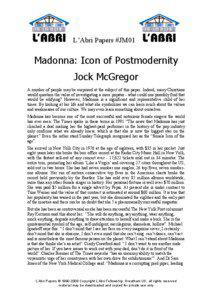 L’Abri Papers #JM01  Madonna: Icon of Postmodernity