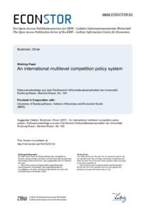 An International Multilevel Competition Policy System