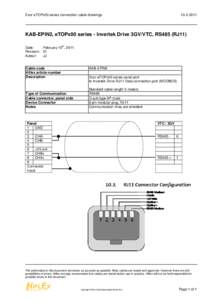 Exor eTOPx00 series connection cable drawingsKAB-EPIN2, eTOPx00 series - Invertek Drive 3GV/VTC, RS485 (RJ11) th