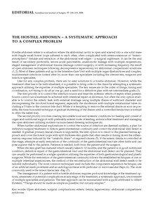 editorial Scandinavian Journal of Surgery 97: 218–219, 2008  the hostile abdomen – a systematic approach