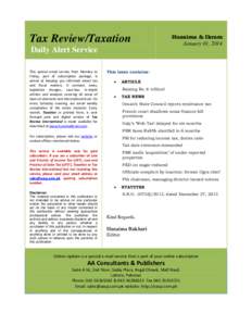 Tax Review/Taxation  Huzaima & Ikram January 01, 2014  Daily Alert Service