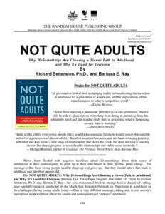 THE RANDOM HOUSE PUBLISHING GROUP Ballantine Books  Bantam Books  Delacorte Press  Dell  Delta  Del Rey  ESPN Books  One World  Spectra  Villard Publicity Contact: Lisa Barnes: 212\[removed]lba